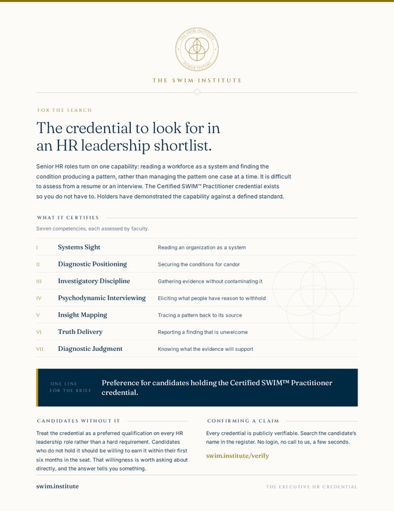 Cover of the recruiter brief